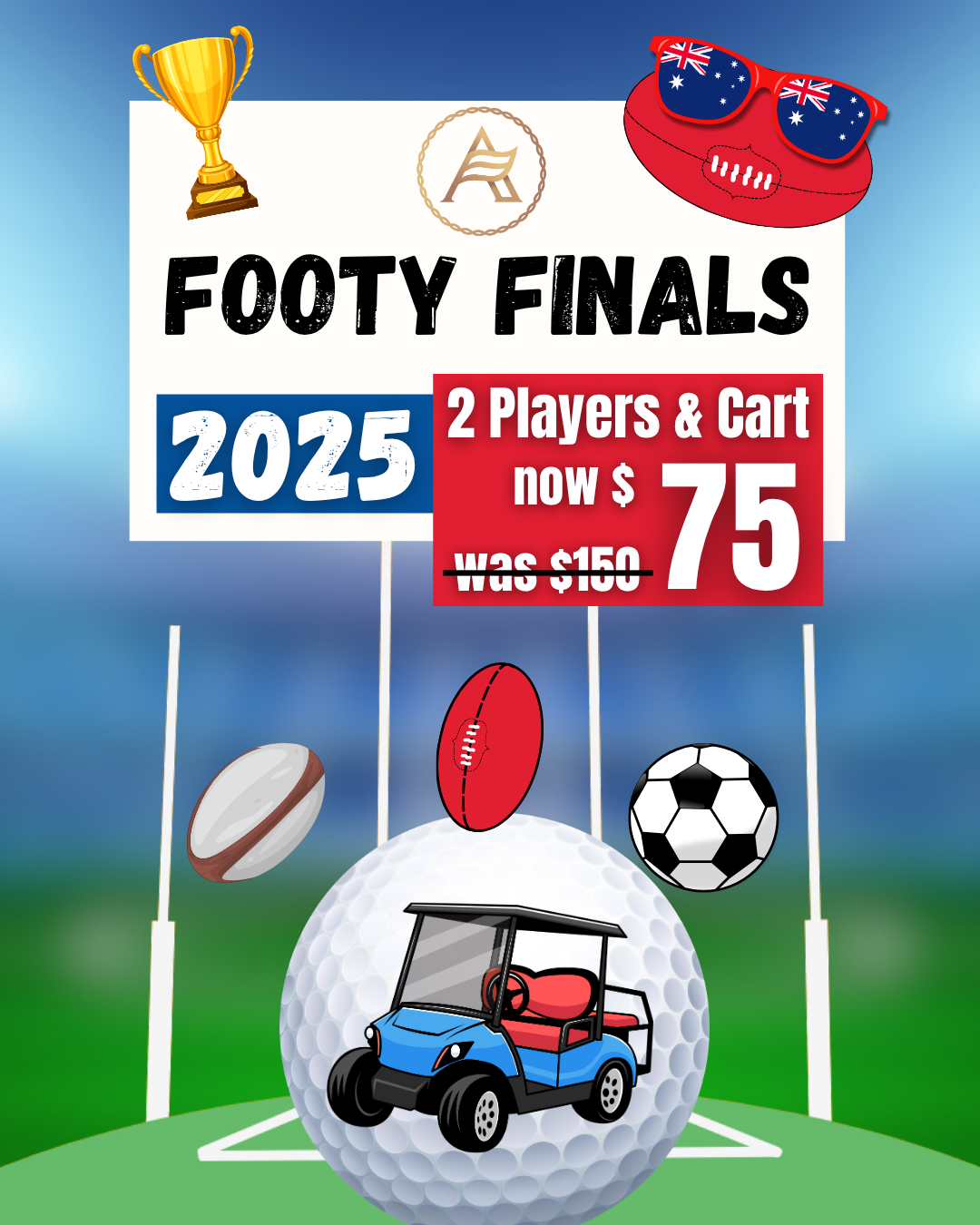 FOOTY FINALS 50% Off Golf and Cart Offer